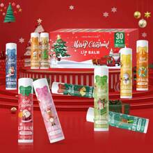 MISS FACTORX 30 件/盒圣诞礼物润唇膏套装，保湿亮泽唇部护理，圣诞节和新年派对礼物，适合女性 - 30PCS聖誕禮盒唇膏套裝 - 查看 3