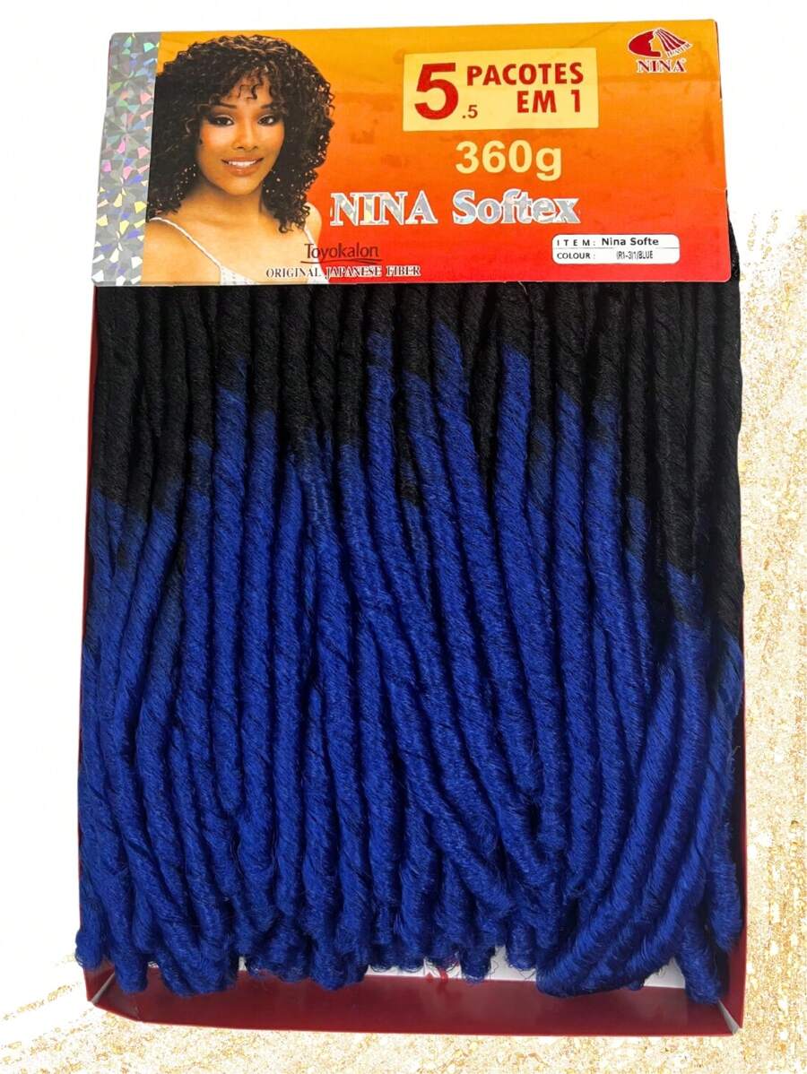 Nina Softex Original Dread Crochet Curly Hair Bundle 360 Grams 5 In 1 - Neblina azul - Ver 1