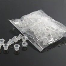 100/1000 件纹身大中小墨水颜料杯环透明微刀片胶帽唇眉 PMU 漂白用品霜 - 無色 - 查看 11