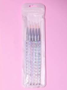 5Pcs Colorful Striping Nail Art Brushes Set, Super Fine Striper Brush For Long Lines, Thin Details, Fine Drawing, Delicate Coloring, Elongated Lines, Colorful Acrylic Handle Nail Brushes - Multicolor - View 8