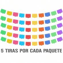 DECORAMEC PAPER CRAFT Papel Picado Enramada Destellos Tira de Plastico Picado DECORAMEC decoracion para toda ocasion - Multicolor - Ver 1