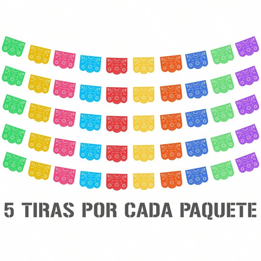 DECORAMEC PAPER CRAFT Papel Picado Enramada Destellos Tira de Plastico Picado DECORAMEC decoracion para toda ocasion - Multicolor - Ver 1