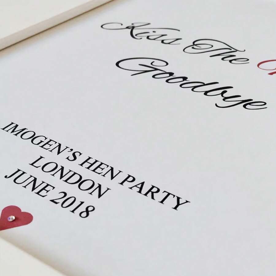 Kiss The Miss Goodbye, Hen Do Keepsake, Hens Night Supplies, Hens Night