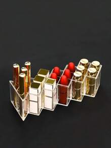 1pc Lipstick Storage Box, Transparent Cosmetic Organizer With 16 Slots, Countertop Vanity And Desk Organizer, Gift For Mother, Classmates, Teachers, Women And Girls - Clear - View 4
