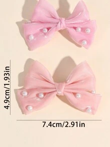 14件套仿珍珠发夹，鳄鱼夹蝴蝶结发饰，优雅发饰，青少年派对礼物 - 彩色 - 查看 7