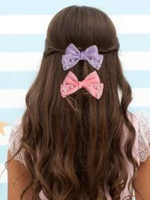 14件套仿珍珠发夹，鳄鱼夹蝴蝶结发饰，优雅发饰，青少年派对礼物 - 彩色 - 查看 3