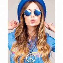 Hippie Dressing Accessory Set Hippie Glasses And Peace Sign Necklace Prom Halloween - Brown - View 10