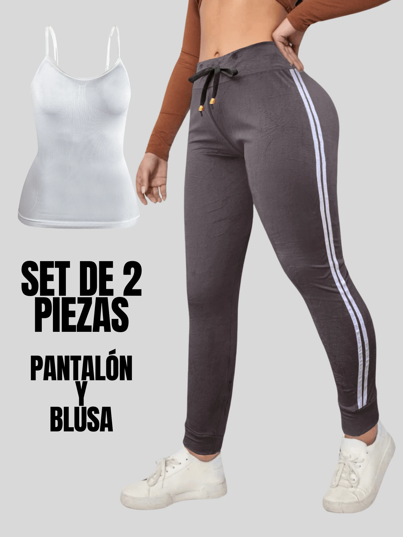 Women Two-Piece Outfits - Grey - View 1