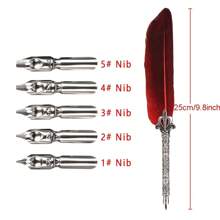 Retro Goose Quill Pen Set: 5pcs Pen Nibs, Colorful Turkish Feather Pens, And Gift Writing Tools - Perfect For Office Or School! - Multicolor - View 2