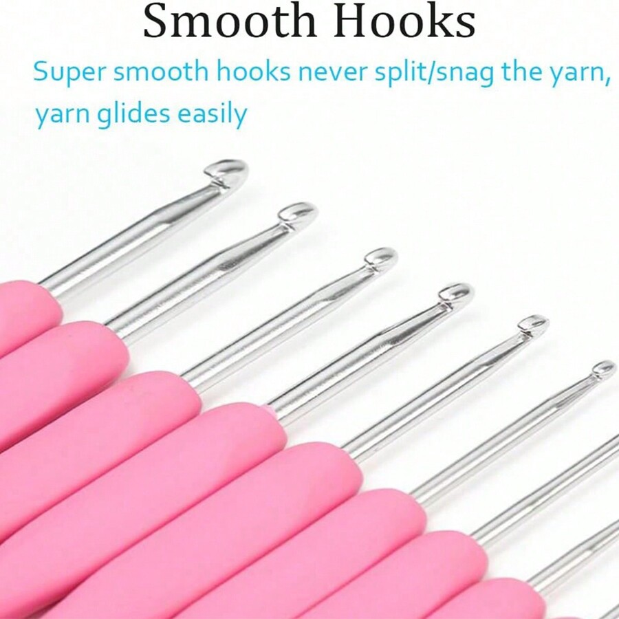 Large Sizes Crochet Hooks 8mm, 10mm, 12mm, 15mm Rubber Handle Crochet Hook 4PCS- Ergonomic Handle Crochet Hooks Weaving Tools For Knitting