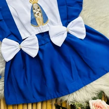 Vestido Body Romper Saia Infantil Bebe Menina Princesas Mesversário Temático - Azul Royal - Visão 3