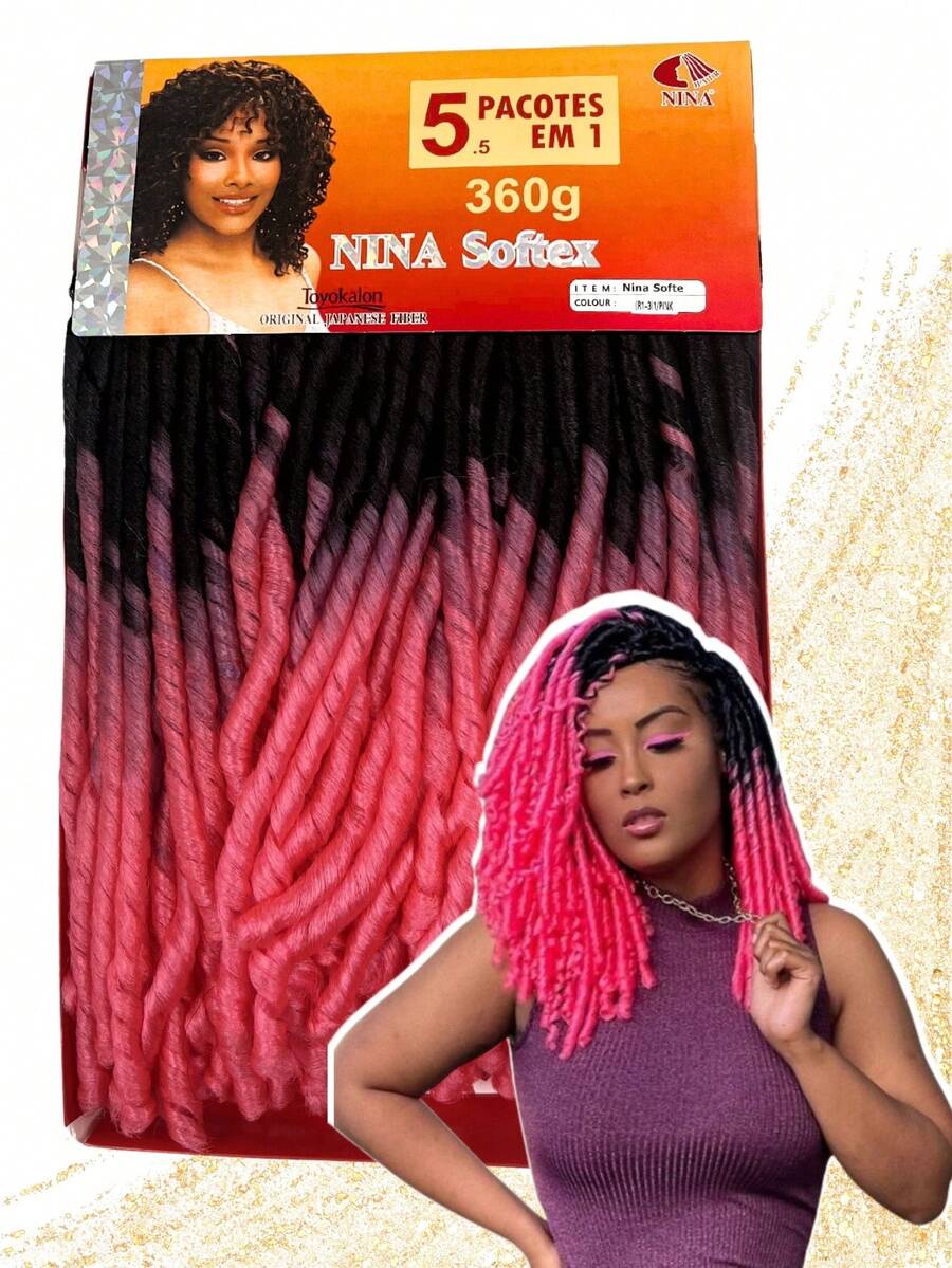 Nina Softex Original Dread Crochet Curly Hair Bundle 360 Grams 5 In 1 - Dusty Pink - View 1