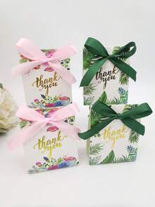 10pcs, Pink Green Thank You Paper Candy Box With Ribbon, Packaging Box, Wedding Decorations, Wedding, Gift Box, Wedding Stuff, Wedding Favors For Guest, Gift Boxes, Wedding Decorations For Reception - Multicolor - View 8