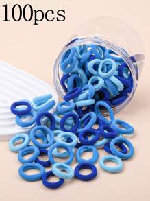 100 piezas Sujetadores de pelo elásticos altos para niños, bandas de pelo de colores de caramelo para niñas con coleta, accesorios para peinados diarios - Multicolor - Ver 17