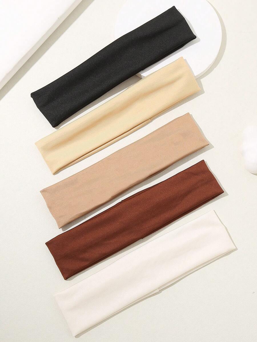 1pc/5pcs Lightweight Moisture-Wicking Non-Slip Solid Color Headbands For Daily Wear And Sports,Gym Hair Band Turban Headband Sweatband - View 1