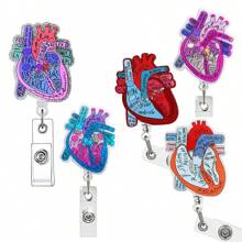 1入心臟解剖圖縮放式徽章卡卷，適用於護理學校，時尚的解剖圖心臟徽章卡扣護照夾，適用於醫院工作人員 - 彩色 - 查看 1