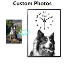 1 pieza Reloj de pared cuadrado personalizado con efecto atenuado, con tu foto personalizada en un reloj de pared enmarcado en aleación de aluminio, regalo para la familia, parejas y mascotas - Multicolor - Ver 1