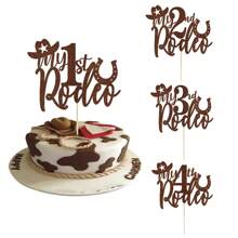 1pc My 1st 2nd 3rd 4th Rodeo Cake Topper, First Second Third Fourth Birthday Cake Topper, Western Little Cowboy Theme Birthday Party Cake Decorations,Christmas - Multicolor - View 7