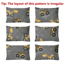 1pc Minimalist Modern Construction Vehicle Printed Pillowcase With Zipper, Bedroom Bedding Supplies - Multicolor - View 3