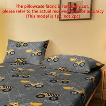 1pc Minimalist Modern Construction Vehicle Printed Pillowcase With Zipper, Bedroom Bedding Supplies - Multicolor - View 6