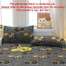 1pc Minimalist Modern Construction Vehicle Printed Pillowcase With Zipper, Bedroom Bedding Supplies - Multicolor - View 5