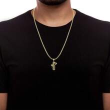Grumet Cord Chain + 3D Cross Pendant 18k Gold Plated - 金色 - 查看 2