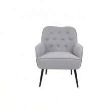 Modern Mid Century Chair Velvet  Sherpa Armchair For Living Room Bedroom Office Easy Assemble(Light Grey) Klgeivb