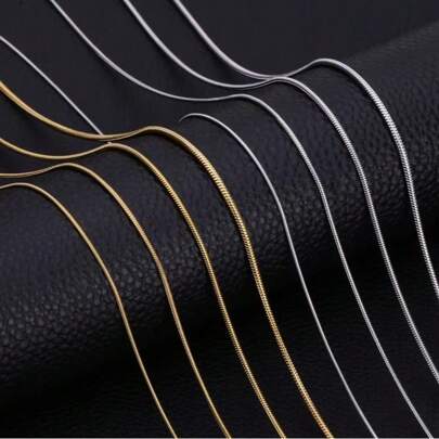 HIYEE 链条项链男女混搭不锈钢蛇纹长项圈高抛光不褪色