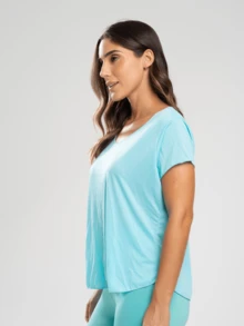 Women's T-Shirt Dry Fit Fitness Academia Telinha Blouse - 藍色 - 查看 2