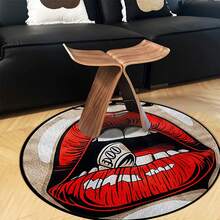 1 件优质毛绒天鹅绒和水洗面料唇形卡通设计舒适地垫/地毯，适合客厅、卧室和其他区域室内使用 - 彩色 - 查看 6