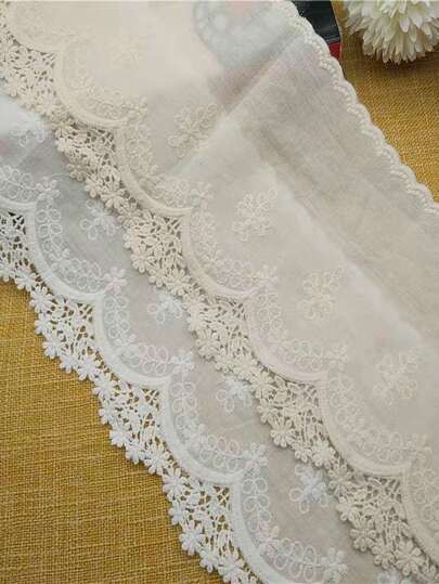 1 码布料刺绣镂空花卉蕾丝 14 厘米缝纫饰边，DIY 裙边延长蕾丝装饰配件