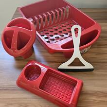 Sink Kit Detergent Holder + Sink Squeegee + Dish Drainer + Cutlery Holder Gourmet Area Sink Set - 紅色 - 查看 2