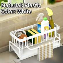 1pc Kitchen Sink And Bathroom Organizer Rack, Sponge Holder For Faucet, Soap, Brush, Towel, Scrubber Drain Storage, For Household Essentials,Kitchen,Summer Beach Party,Food,Camping,Organizer,Room Decor,Kitchen Items. - Multicolor - View 14