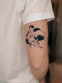 1pc Waterproof Fake Tattoo Sticker, PVC Imitation Tattoo Personalized Style, Suitable For Hands & Legs Daily Use For Men & Women - Grey - View 8