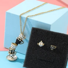 Collar Dije Moda De Superior Taza Té Para Mujer 3pc - A - Ver 4