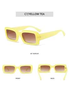 潮流矩形时尚眼镜，男女皆宜，复古 90 年代方形太阳镜，厚框太阳镜，玳瑁时尚眼镜（带多功能螺丝刀、眼镜纤维布）万圣节 - 彩色 - 查看 20