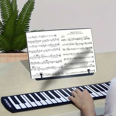 1pc Portable Music Stand, Suitable For Sheet Music/Books, Portable Desktop Music Stand, Music Hand-Rolled Piano Stand, Piano Desktop Reading Stand, Re