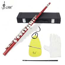 LADE Classic 16-Hole Closed-Hole Flute: Lacquered Nickel-Plated Brass, Perfect Musician's Gift - With Cleaning Kit & Leather Case