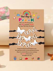 Goodwaro 2pcs/3pcs Set Back To School Gift Stainless Steel Butterfly Matching Bracelets For Mother And Daughter - Three-row Butterfly 3-piece Set - View 7