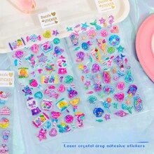 Colorful Holographic Crystal Popsicle, Candy, Ice Cream Sticker 3D Epoxy Decal Glitter Cute Girl Unicorn Candy Scrapbooking Sticker Back To School