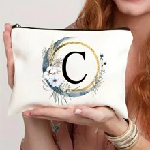 Nécessaire Personalizado com Coroa de Flores Boêmia e Monograma, Bolsa de Presente Personalizada, Necessaire de Cosméticos Fofo, Adequado para Casamento, Aniversário, Festival, Presente Ideal para Mulheres, Mães, Professoras, Amigas, Damas de Honra, Necessaire Escolar, Suprimentos Escolares, Organizador de Cosméticos, Itens de Quarto, Bolsas de Maquiagem, Organizador de Maquiagem, Armazenamento de Maquiagem, Nécessaire de Maquiagem