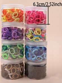 100 piezas Sujetadores de pelo elásticos altos para niños, bandas de pelo de colores de caramelo para niñas con coleta, accesorios para peinados diarios - Multicolor - Ver 12