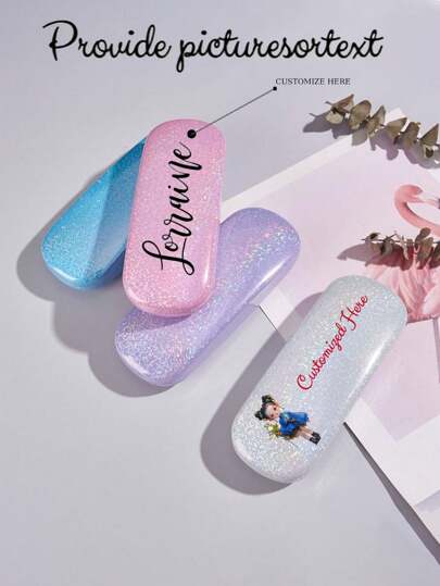 1pc Laser Engraved Myopia Glasses Case, Anti-Pressure PU Leather Optical Myopia Glasses Iron Box, Unisex Student Minimalist Portable Eyeglasses Case, Customizable