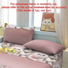 1 件简约现代可爱动物情侣猫印花枕套、卧室口袋封口柔软枕套、床上用品 - 彩色 - 查看 4