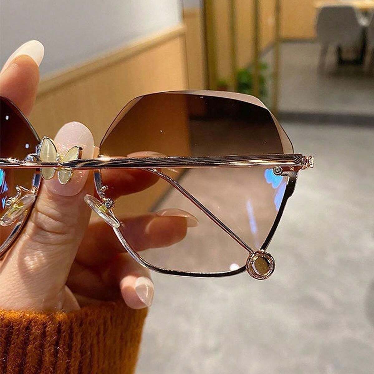 Novos óculos de sol de borda sem moldura estilo coreano, armação ...
