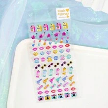 Colorful Holographic Crystal Popsicle, Candy, Ice Cream Sticker 3D Epoxy Decal Glitter Cute Girl Unicorn Candy Scrapbooking Sticker Back To School