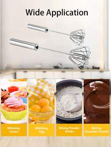 1 st äggvisp i rostfritt stål, äggvisp, handskjutbar roterande vispmixer, halvautomatisk visp i rostfritt stål, mångsidig mjölkskummare, handpressad mixerrörare för blandning, vispning, vispning, omrörning, perfekt för att vispa ägg och grädde, röra smör och chokladpulver , Lätt att göra kakor, bröd, snacks och desserter, samt att blanda små satser av såser och dressingar, multifunktionellt köksredskap, present till familjen, mamma eller bakentusiaster - Silver - Visa 8