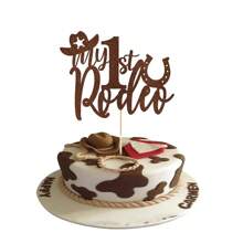 1pc My 1st 2nd 3rd 4th Rodeo Cake Topper, First Second Third Fourth Birthday Cake Topper, Western Little Cowboy Theme Birthday Party Cake Decorations,Christmas - Multicolor - View 8