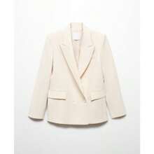 Mango Áo blazer nữ hai hàng khuy - Màu be nhạt - Xem 8