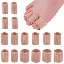6/12pcs Fiber Gel Toe And Finger Friction Protection Covers, Nylon Toe Protectors, Finger And Toe Anti-Friction, Waterproof And Anti-Squeeze Toe Caps, Effective Protection For Toes And Fingers During Sports - Khaki - View 7
